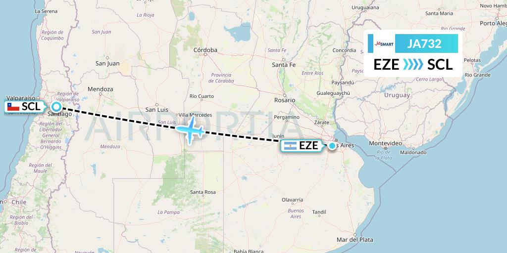 JA732 JetSMART Flight Map: Buenos Aires to Santiago