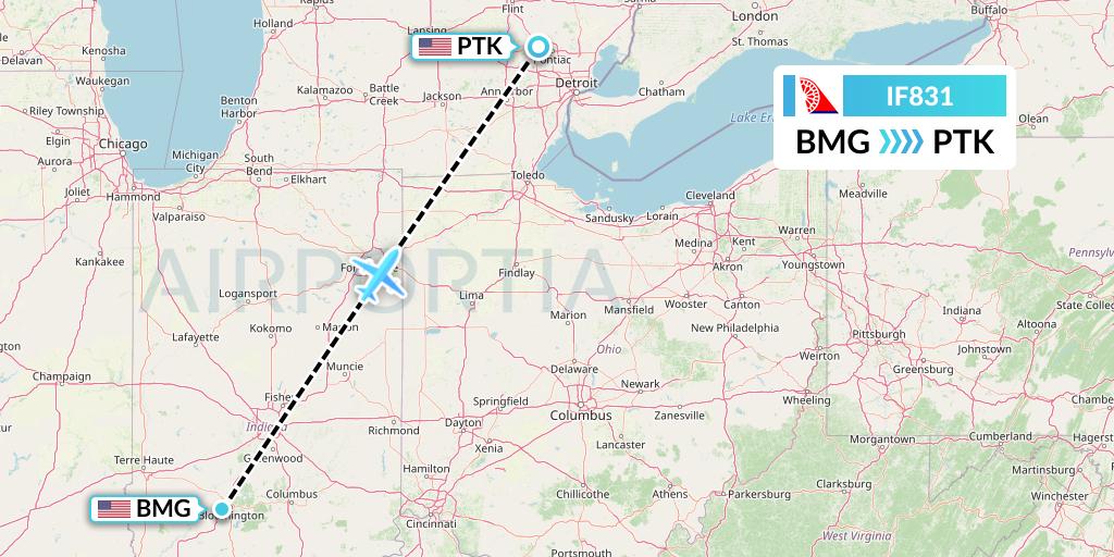 IF831 Fly Baghdad Flight Map: Bloomington to Oakland County