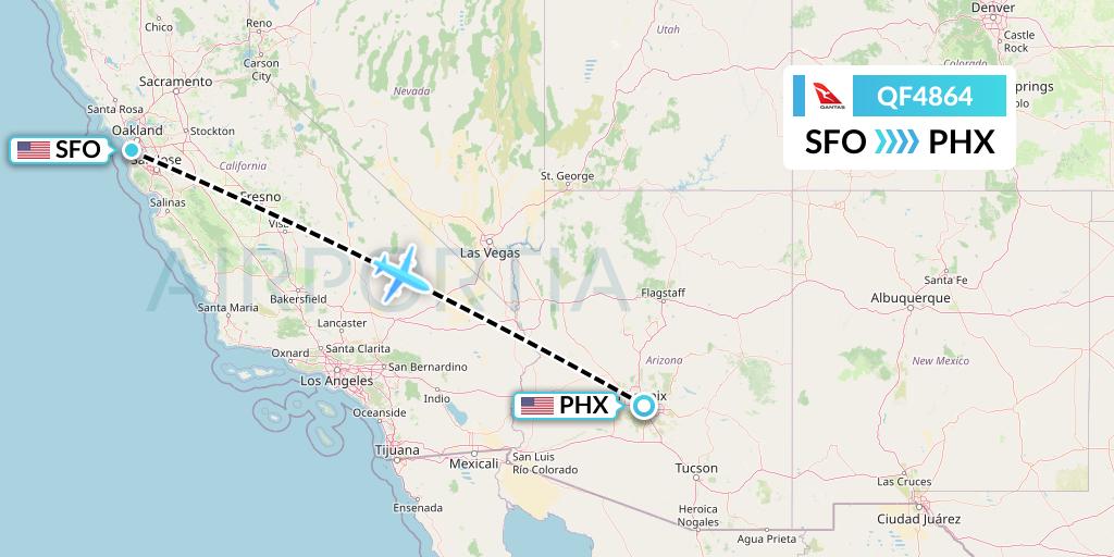 QF4864 Qantas Flight Map: San Francisco to Phoenix