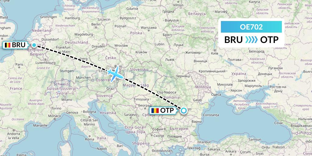 OE702 Cairo Aviation Flight Map: Brussels to Bucharest