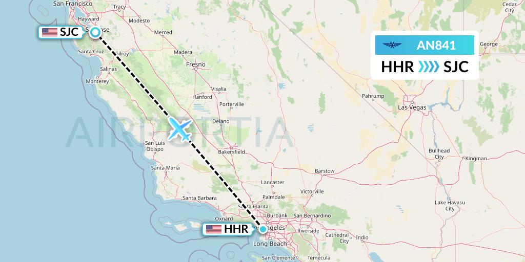 AN841 Advanced Air Flight Map: Hawthorne to San Jose