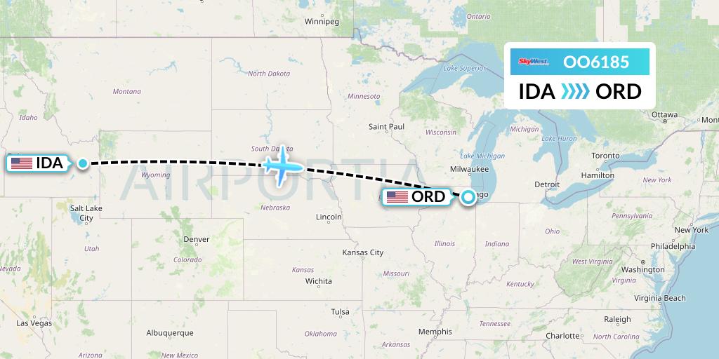 OO6185 SkyWest Airlines Flight Map: Idaho Falls to Chicago