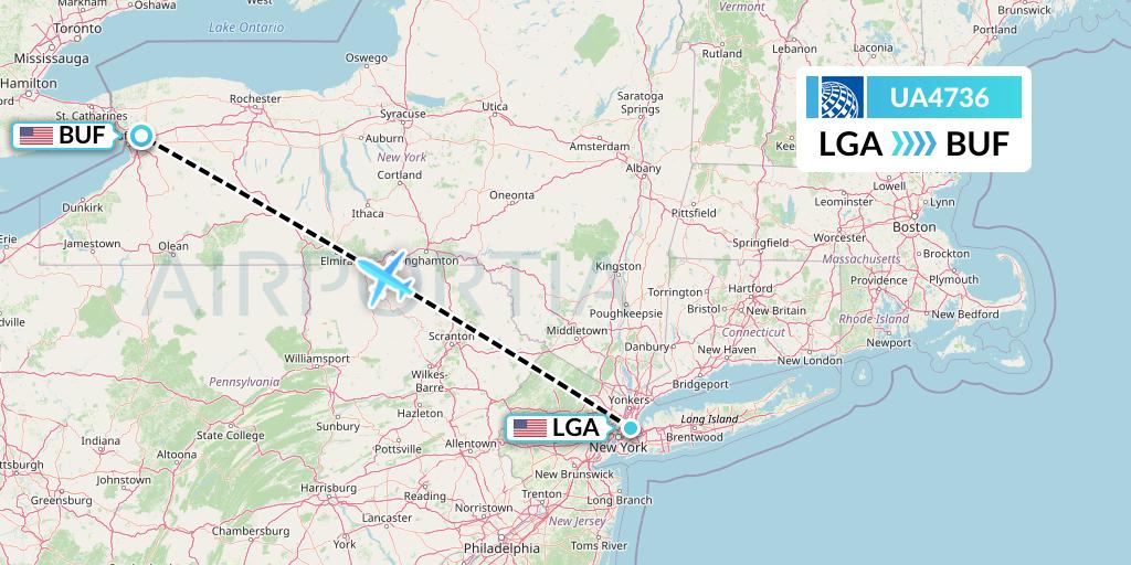 UA4736 United Airlines Flight Map: New York to Buffalo