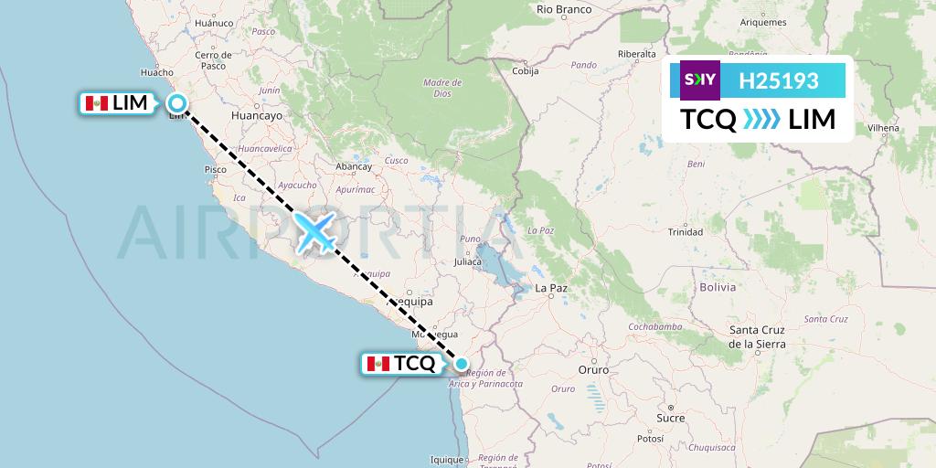 H25193 Sky Airline Flight Map: Tacna to Lima