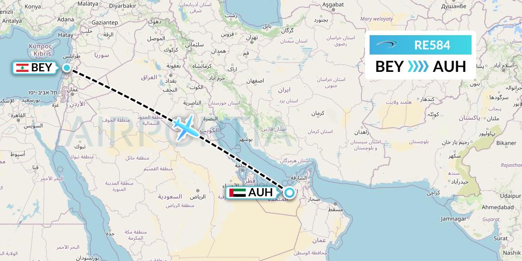 RE584 Aer Lingus Regional Flight Map: Beirut to Abu Dhabi
