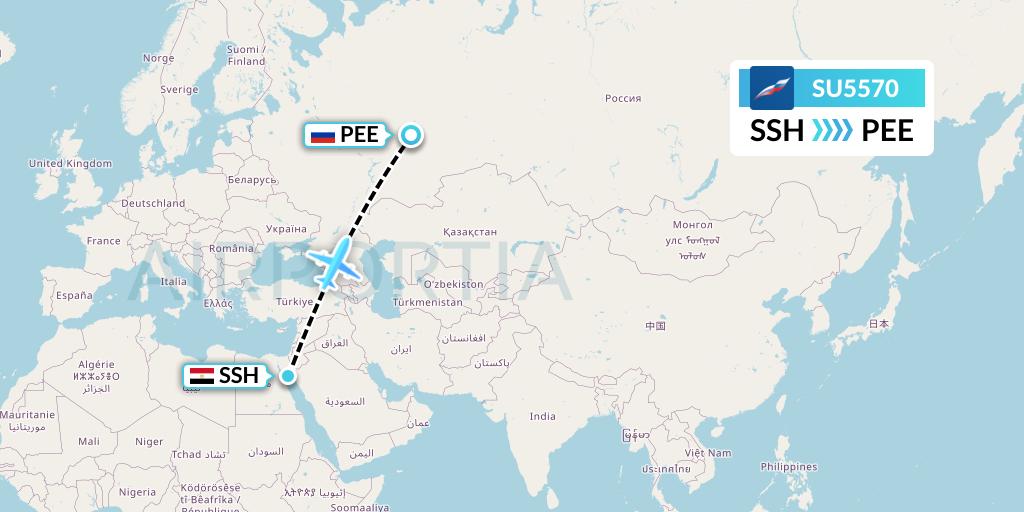 SU5570 Aeroflot Flight Map: Sharm el-Sheikh to Perm