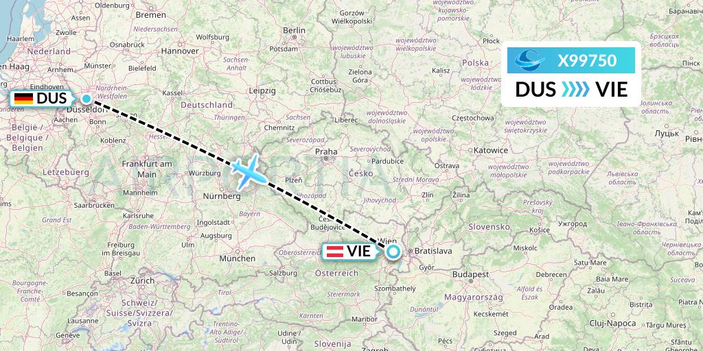 X99750 Avion Express Flight Map: Dusseldorf to Vienna