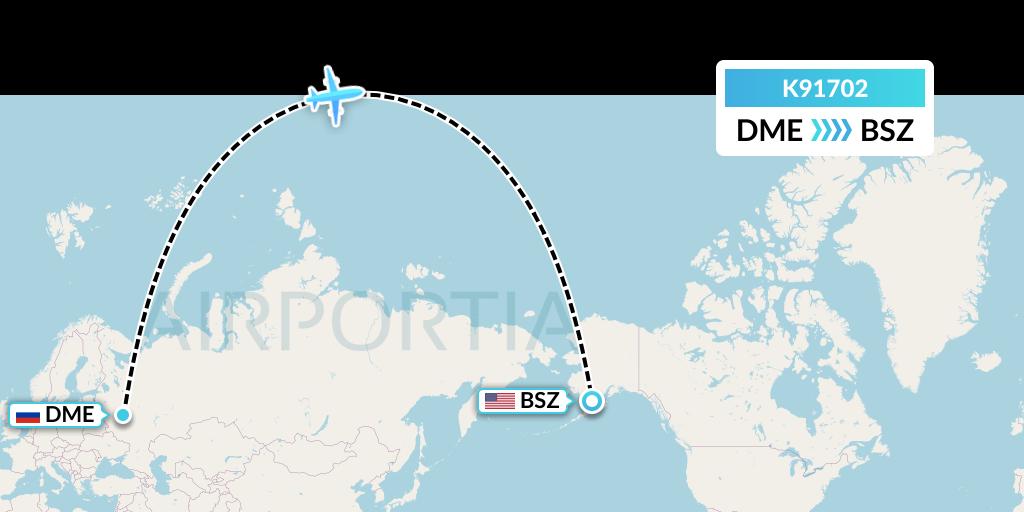K91702 Kalitta Charters Flight Map: Moscow to Egegik