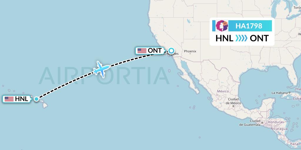 HA1798 Hawaiian Airlines Flight Map: Honolulu to Ontario