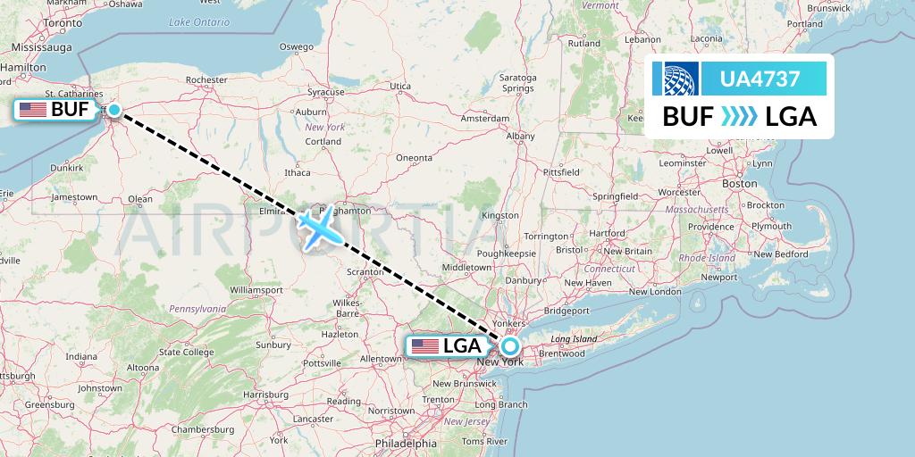 UA4737 United Airlines Flight Map: Buffalo to New York