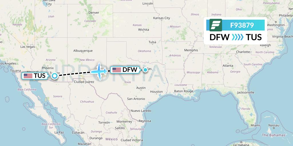 F93879 Frontier Airlines Flight Map: Dallas to Tucson