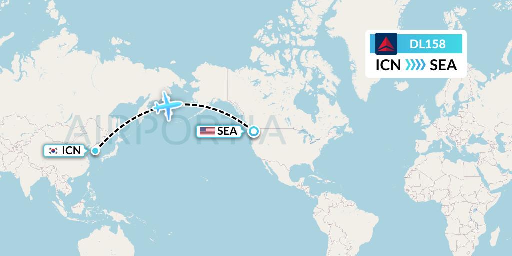 DL158 Delta Air Lines Flight Map: Seoul to Seattle