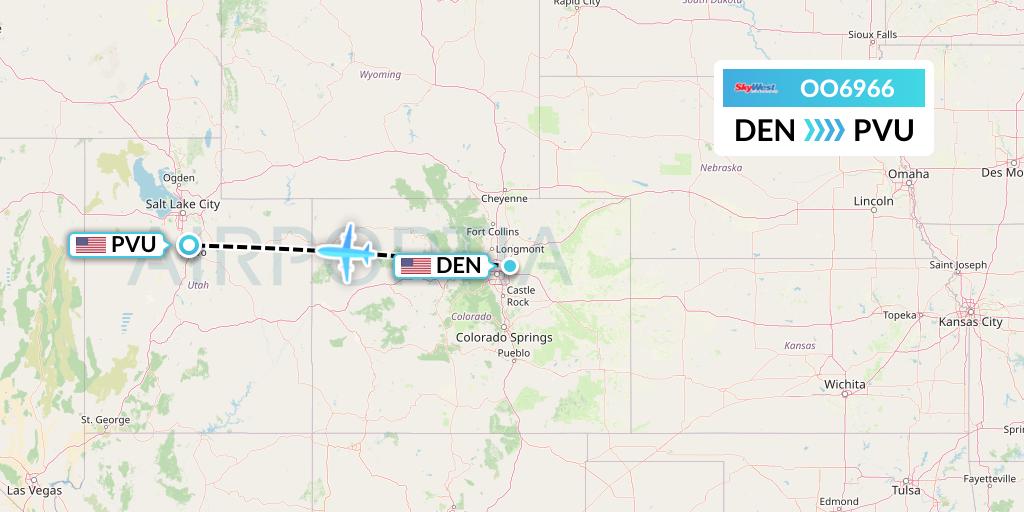 OO6966 SkyWest Airlines Flight Map: Denver to Provo