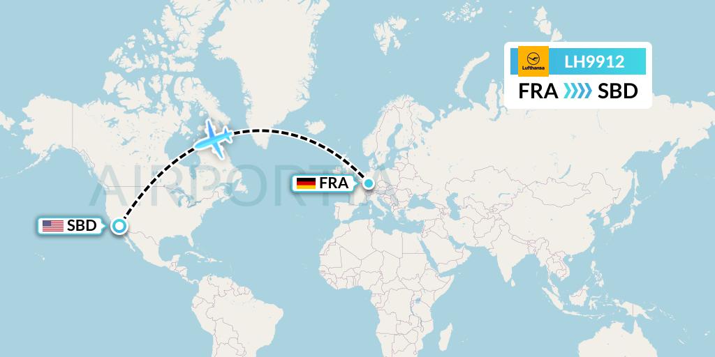 LH9912 Lufthansa Flight Map: Frankfurt to San Bernardino