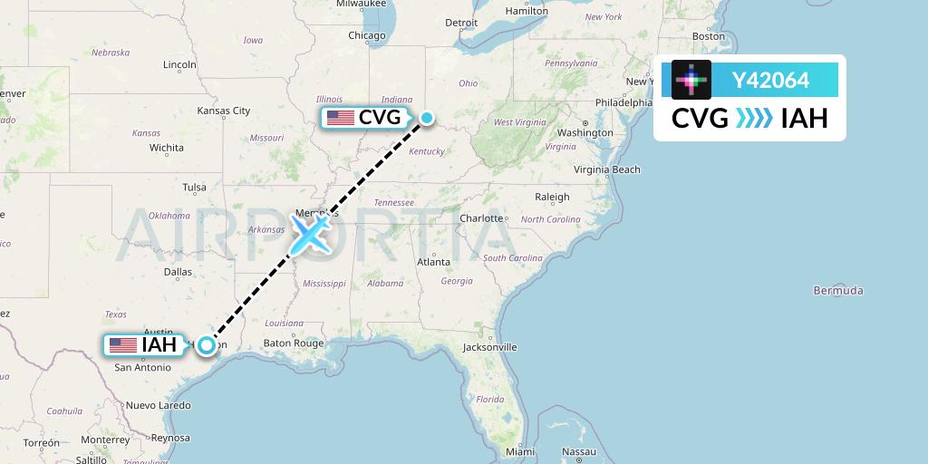 Y42064 Volaris Flight Map: Cincinnati to Houston