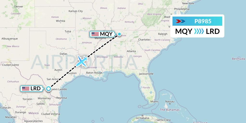P8985 Sprint Air Flight Map: Smyrna to Laredo