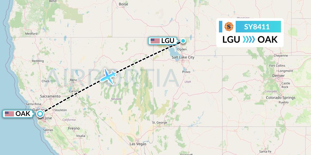 SY8411 Sun Country Airlines Flight Map: Logan to Oakland